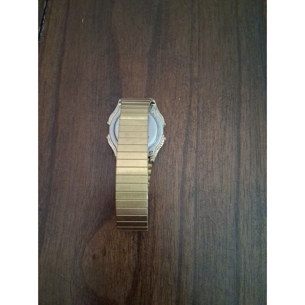 Timex Digital Goldtone Expansion Watch Alarm Indiglo Chrono Working 6.5” 2016